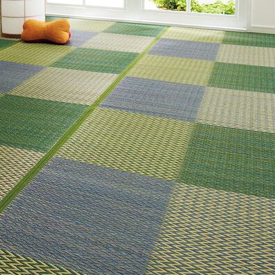 「格子柄い草上敷「ピーア」（い草ラグ）」