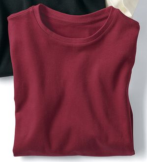 BELLUNA（ベルーナ）の「《ＨｕｇＲｅａｍコットン》オーガニックコットン１００％プルオーバー（Tシャツ）」｜ボルドー