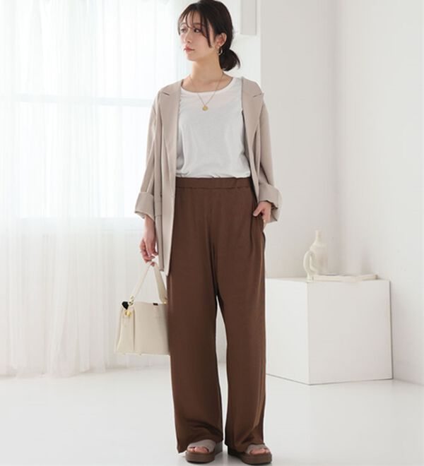 A HAPPY MARILYN（アハッピーマリリン）の「【Ｌ～８Ｌ】丈が選べる！さらトロリブイージーパンツ（ワイドパンツ・ガウチョ）」｜詳細画像