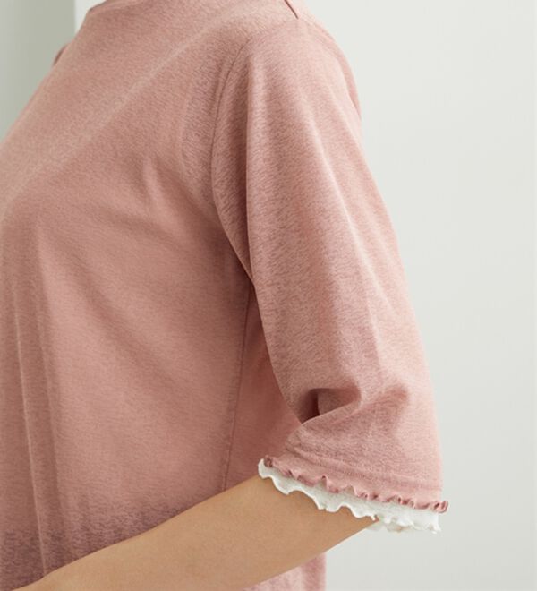 BELLUNA（ベルーナ）の「シアー素材重ね着風フリル衿プルオーバー（カットソー）」｜詳細画像