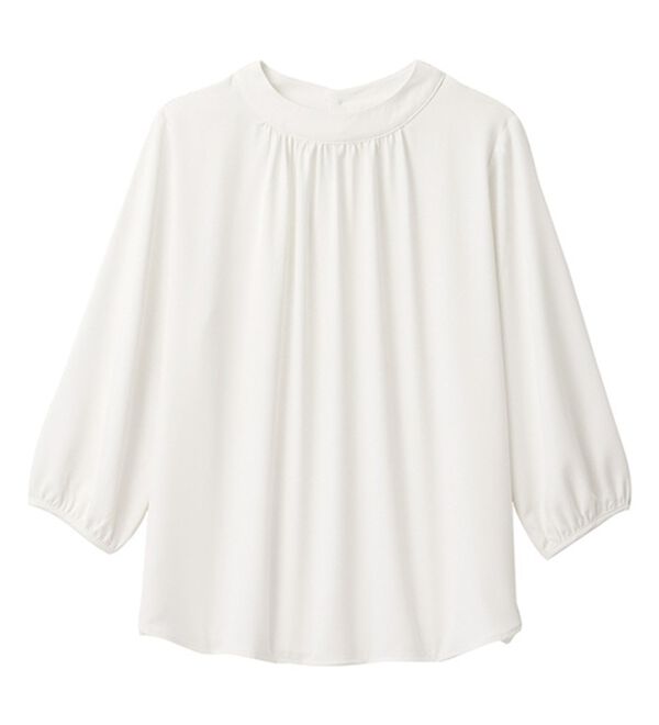 Viola e Viola（ヴィオラ エ ヴィオラ）の「【多機能付】ふんわり袖プチハイギャザーブラウス（ブラウス）」｜詳細画像