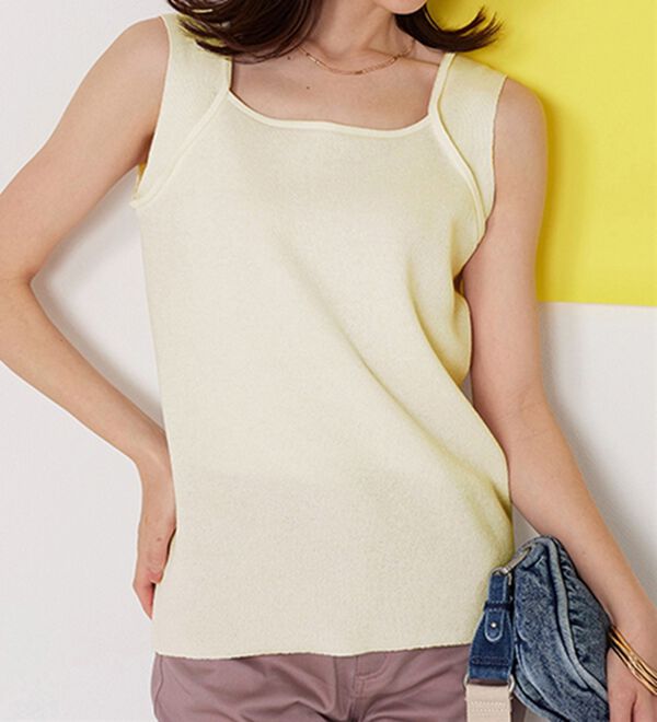 涼やかニット素材サマ見えタンクトップ - ベルーナ【公式】