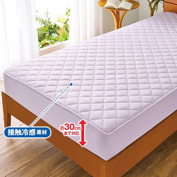 「接触冷感＆綿１００％リバーシブルパッド一体型ボックスシーツ（ボックスシーツ・ベッドシーツ）」｜詳細画像