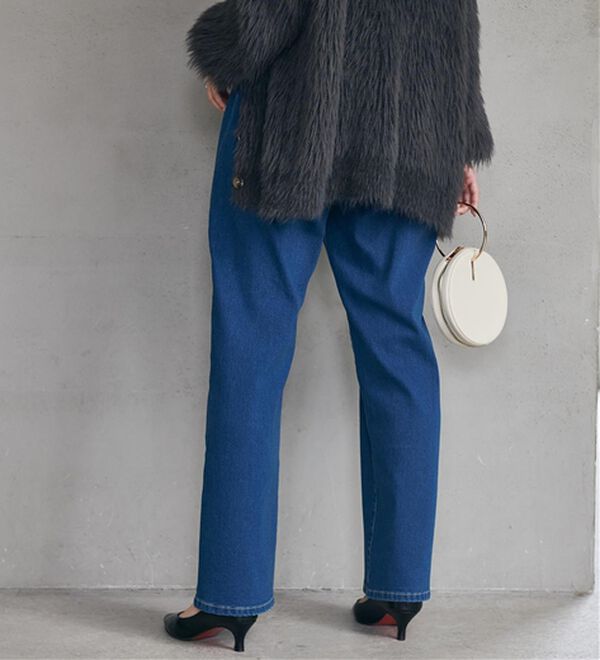 RANAN（ラナン）の「【裏起毛】ウエストゴムなのにスッキリ穿けるデニム（フルレングスパンツ）」｜詳細画像