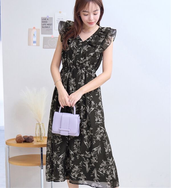 alotta（アロッタ）の「ニュアンス花柄ラッフルデザインワンピース（その他ワンピース）」｜詳細画像