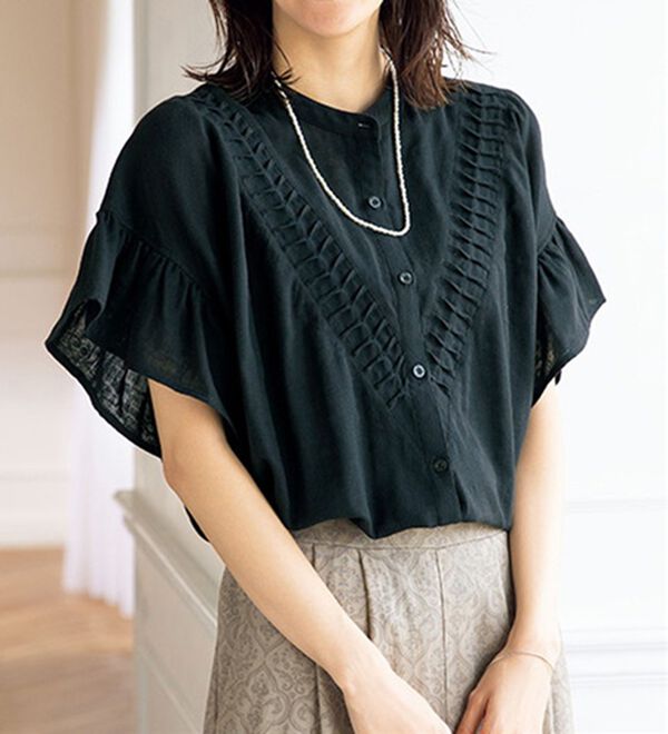 ルフラン（ルフラン）の「【３色組】フリル袖のダブルガーゼブラウス（ブラウス）」｜詳細画像