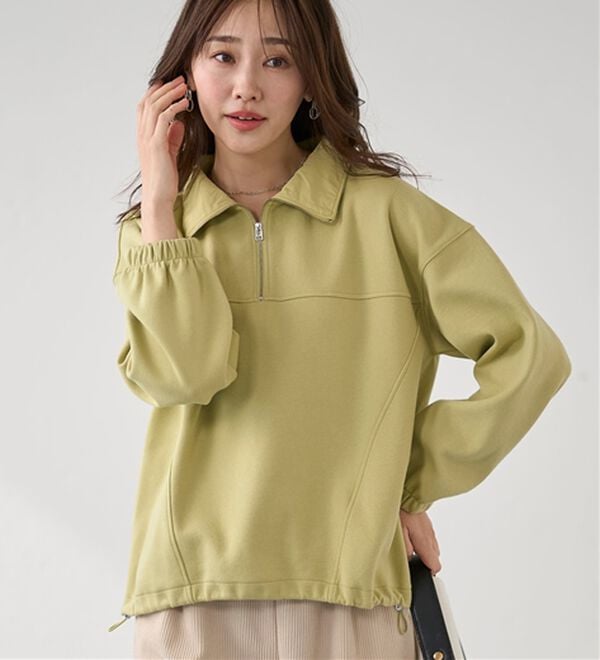BELLUNA（ベルーナ）の「異素材使いハーフジッププルオーバー（カットソー）」｜詳細画像