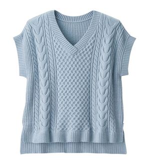 RANAN（ラナン）の「＜４つの機能付＞ケーブル柄ニットベスト（ベスト）」｜ブルーグレー