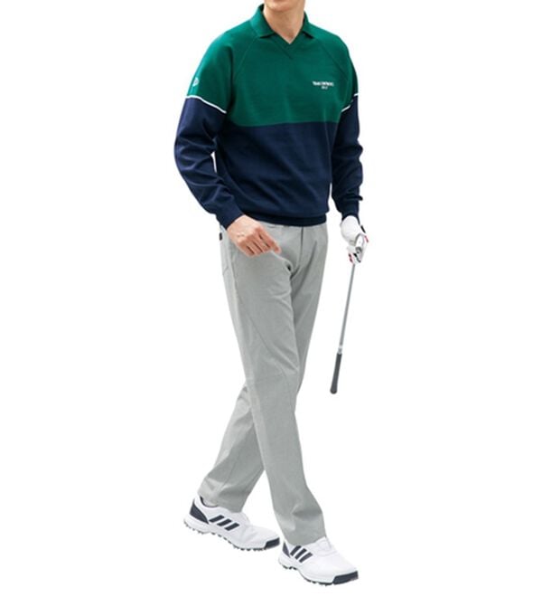 「＜トランスコンチネンツゴルフ＞軽量ドライタッチ衿付セーター（メンズニット・セーター）」｜詳細画像