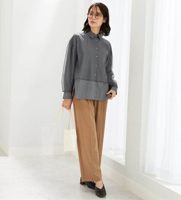 BELLUNA（ベルーナ）の「華やぎチュール重ねシャツブラウス（ブラウス）」｜詳細画像