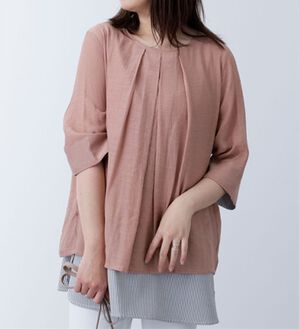 BELLUNA（ベルーナ）の「スラブ素材袖＆裾切替チュニック（チュニック）」｜コーラル