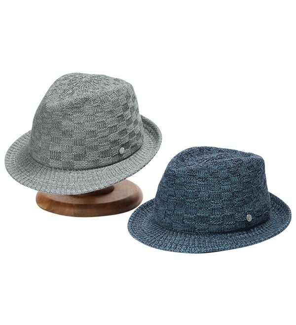 「＜ゴールドファイル＞市松模様ニットハット（メンズ帽子）」｜詳細画像