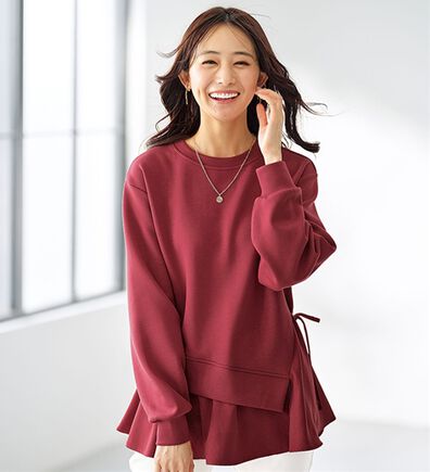 BELLUNA（ベルーナ）の「サイドリボン使い異素材切替プルオーバー（カットソー）」