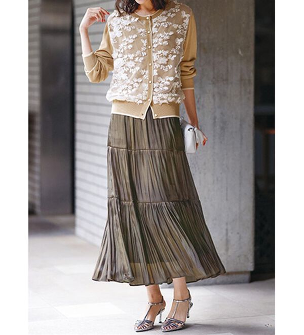 サテンプリーツティアードスカート - ベルーナ【公式】