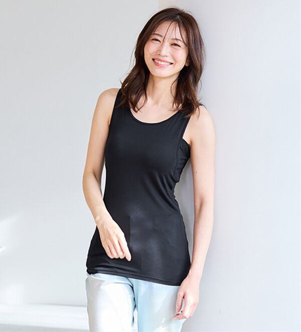 LAVIENNE（ラヴィエンヌ）の「【暑がりさん必見！】カップ付瞬間ひんやり冷感！タンクトップインナー＜さらりラボ＞（肌着・インナーウェア）」｜詳細画像