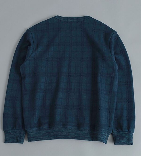 「＜コムルヴァン・オム＞チェック柄ふくれジャカードトレーナー（メンズトレーナー）」｜詳細画像