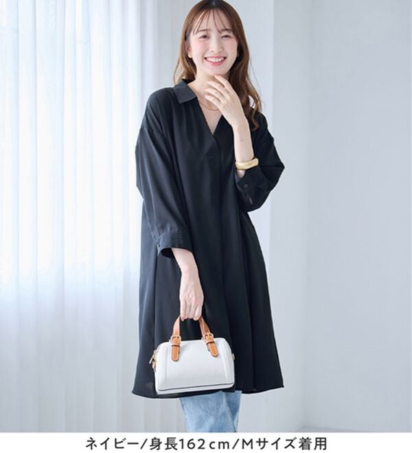alotta（アロッタ）の「【シワになりにくい】衿付きスキッパー涼やかチュニックワンピース（チュニックワンピース）」｜詳細画像