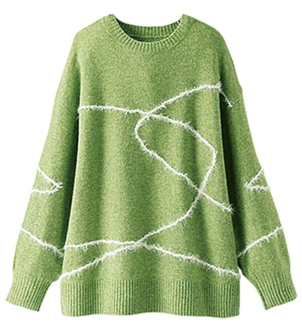 BELLUNA（ベルーナ）の「線描きジャカードニットプルオーバー（ニット・セーター）」｜詳細画像