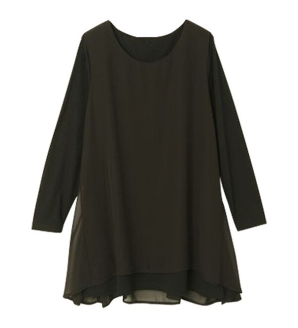 RANAN（ラナン）の「【裏微起毛】異素材切替チュニック（カットソー）」｜詳細画像