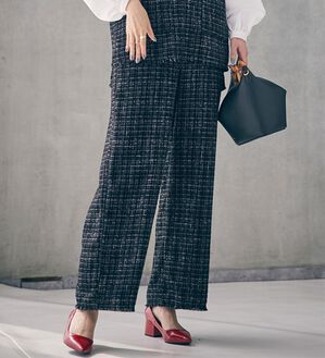 RANAN（ラナン）の「ツイードワイドパンツ（フルレングスパンツ）」｜ブラック