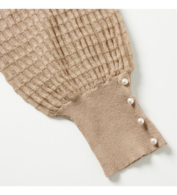 RANAN（ラナン）の「パール調ボタン付シアー袖ニットプルオーバー（ニット・セーター）」｜詳細画像