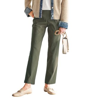BELLUNA（ベルーナ）の「チノ見えストレッチ素材テーパードパンツ（テーパードパンツ）」｜ダークカーキ