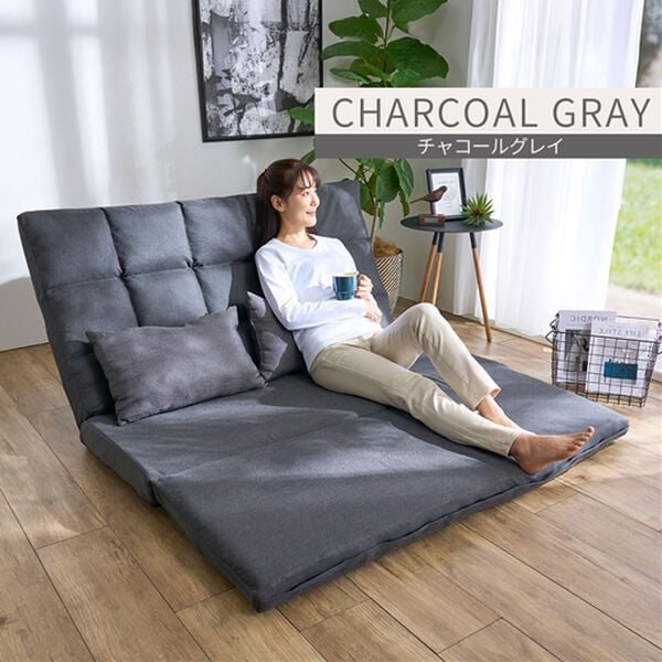 iellio（イエリオ）の「３ＷＡＹゆったりハイバックソファベッド＜リクライニングソファ・ローソファ・クッション付・新生活・来客・引っ越し・２人掛け＞（ソファ）」｜詳細画像