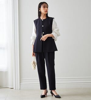 RANAN（ラナン）の「【２点セット】防シワ！ペプラムベストセットアップ（パンツスーツ）」｜ネイビー
