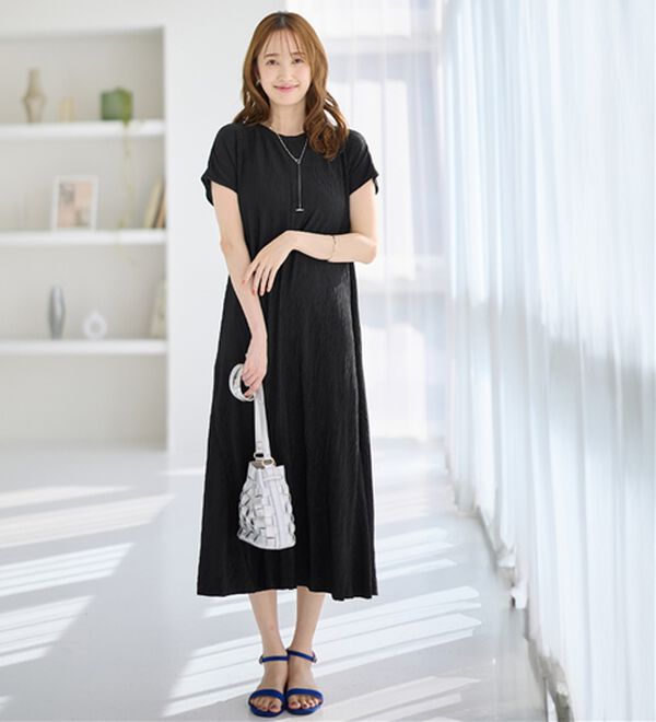 alotta（アロッタ）の「【４つの機能付】ひんやり楽ちん快適！フレアーワンピース（カットソーワンピース）」｜詳細画像