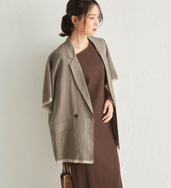 RANAN（ラナン）の「ハーフスリーブシアーシャツジャケット（テーラードジャケット）」｜詳細画像