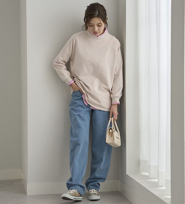 BELLUNA（ベルーナ）の「華奢見せ！しっかり綿混裏毛素材トレーナー（トレーナー・スウェット）」｜詳細画像