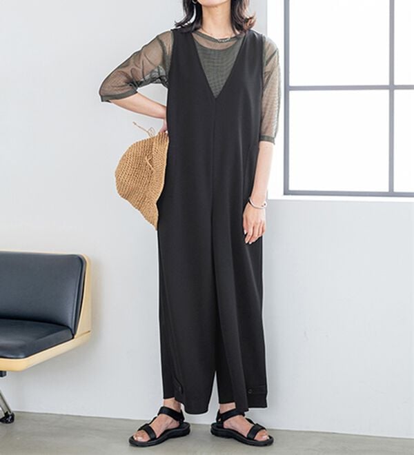 BELLUNA（ベルーナ）の「裾が絞れるベルト付！楽ラクサロペット（オールインワン）」｜詳細画像
