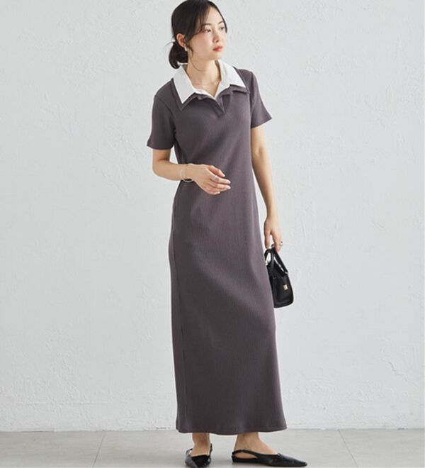 RANAN（ラナン）の「ダブルカラーリブワンピース（カットソーワンピース）」｜詳細画像