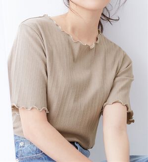 alotta（アロッタ）の「メロウ使いテレコリブＴシャツ（カットソー）」｜グレージュ
