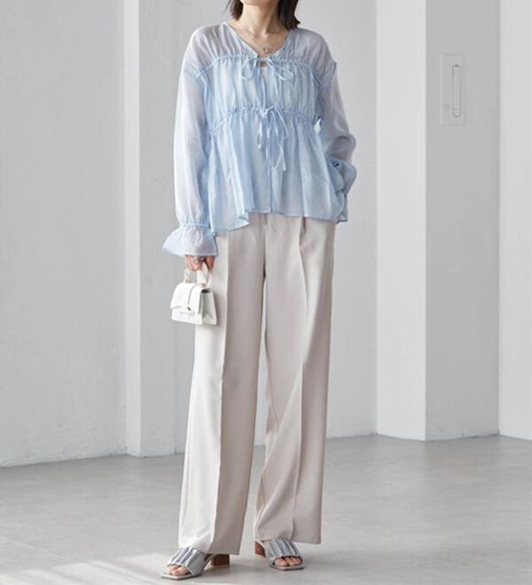 RANAN（ラナン）の「リボンドロストブラウス（ブラウス）」｜詳細画像