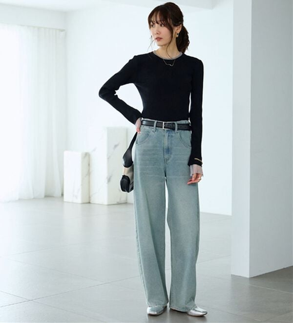 BELLUNA（ベルーナ）の「オシャレに見えるカーブデニムパンツ（ワイドパンツ・ガウチョ）」｜詳細画像