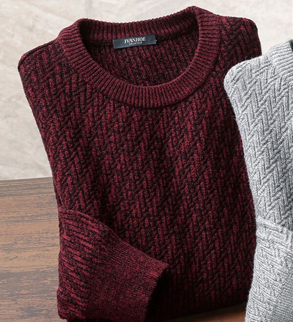 「ニット好きも喜ぶ！大満足セーター（メンズニット・セーター）」｜杢ワイン