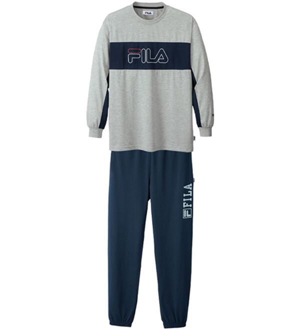 「＜フィラ＞ブランドデザインホームスーツ上下セット（メンズルームウェア）」｜グレー