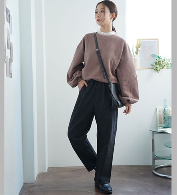 A HAPPY MARILYN（アハッピーマリリン）の「【Ｌ～８Ｌ】＜３丈から選べる＞ストレッチワイドデニム（ワイドパンツ・ガウチョ）」｜詳細画像