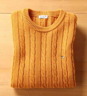 「＜アーノルド　パーマー＞ワンポイントケーブルニット（メンズニット・セーター）」｜イエロー