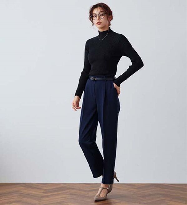 Pierrot（ピエロ）の「着回しストレッチリブハイネックニット（ニット・セーター）」｜詳細画像