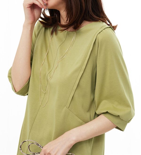 BELLUNA（ベルーナ）の「汗ジミ対策！ギャザー使いチュニック（チュニック）」｜詳細画像