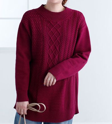 BELLUNA（ベルーナ）の「パッチワーク調ケーブルニットチュニック（チュニック）」