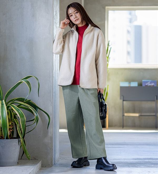 BELLUNA（ベルーナ）の「裏フリースボア素材スタンドネックブルゾン（ブルゾン）」｜詳細画像