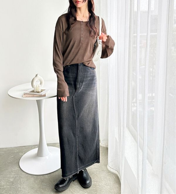 GeeRA（ジーラ）の「前後２ＷＡＹシアースラブヘンリーネックカットソー（カットソー）」｜詳細画像