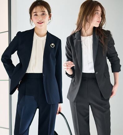 RANAN（ラナン）の「【選べる衿】洗える！春夏ロングシーズン着用可能ベーシック２点ライトスーツ（パンツスーツ）」