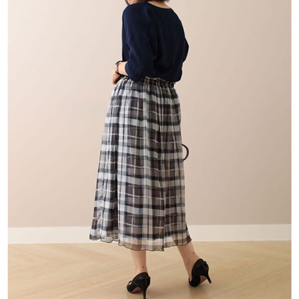 BELLUNA（ベルーナ）の「チェック柄プリントスカート（ロングスカート）」｜詳細画像
