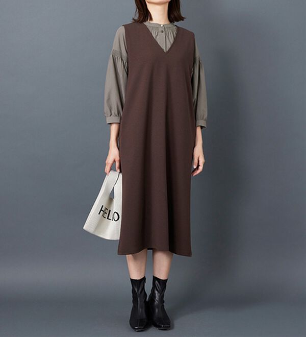 BELLUNA（ベルーナ）の「ビンテージ素材シャーリング使いブラウス（チュニック）」｜詳細画像