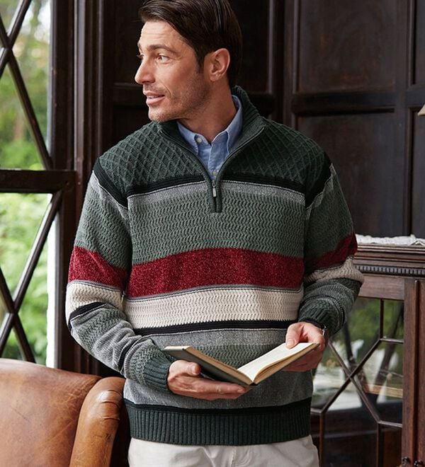 「＜コムルヴァン・オム＞モール切替ハーフジップセーター（メンズニット・セーター）」｜詳細画像