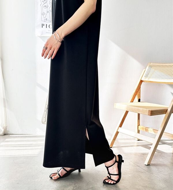 GeeRA（ジーラ）の「前後２ＷＡＹハーフジップＩラインワンピース（カットソーワンピース）」｜詳細画像